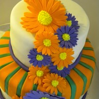 Gerbera Daisy gerbera daisy cake...bride's colors were kelly green, orange and green