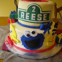 Sesame Street Birthday Sesame Street cake for my daughter's 2nd birthday...9in/12in...covered and decorated in mmf...she LOVED the cake...thanks for looking...