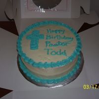 Pastor Todd's Birthday 1st time I ever worked with cream cheese frosting. Very differenttexture.