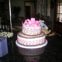 Pink And Brown I made this cake for cousin's bridal shower. 8 inch white cake and 12 inch red velvet cake. I used crusting cream cheese icing and...