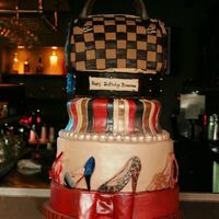 Luis_Vuitton_Cake_005Jpg_Resi.jpg Luis Vuitton Purse w/ Christian Loutiban shoes. Fondant w/ Styrofoam platforms.Hand painted gumpaste shoes.