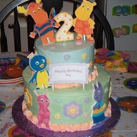 Backyardigans 2 tier cake with buttercream and fondant accents. Characters are edible image plaques. Inspired by many cakes seen here on CC!! Thanks!