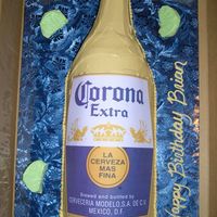 Corona Bottle Corona Bottle. Used 3 6" rounds cut in 1/2 and laid on board to create round bottle shape. Used teddy bear pan heating core for bottle...