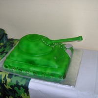 Tank Cake yellow cake with lemon curd filling and fondant on top. airbrushed camo . thanks for looking! :)