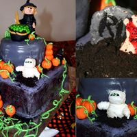 Eerie Spooky Halloween Cake I used about four or five other cake ideas to build this one. I covered everything in MMF, but I am using a 220V microwave and for some...