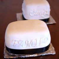 Practice Mini Square Wedding Cake A friend asked me to do a three tiered square fontant wedding cake. I said yes, when I should have just ran away screaming. She is coming...