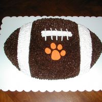 Clemson Football Wilton football pan, chocolate buttercream, fondant tiger paw