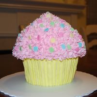 Girlie Cupcake Wilton giant cupcake pan, buttercream, wilton giant sprinkles