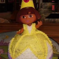 Fairytale Princess Dora I made this cake, my first attempt at a doll cake, for my daughter's 2nd birthday. I had some trouble with cake crumbs getting into...