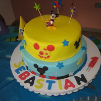 Mickey's Club House Cake in buttercream, accents in foundant