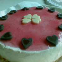 Birthday Cake Chocolate hearts and juice- jelly on top.