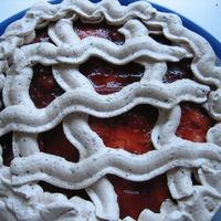 Img_1780.jpg Meringue cake. Strawberryjam with fresh strawberry and chocolatecream..