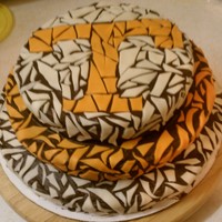 Tn Grooms Cake Choc cake with chocolate icing and Fondant mosaic pieces. The bride found it on the net and requested I recreate it for her. So props to...