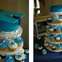 K Grad Cake This is the cake that I made for my son's kindergarten graduation. 4 cupcake flavours, BC frosting, pre-colored Satin Ice fondant. I...