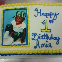 Blue And Yellow First Birthday CSM: All the customer said was they wanted this picture. No colors were specified. I think it looks alright. Buttercream decoration and...