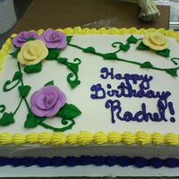 Birthday Cake With Roses CSM: I'm ashamed to say I didn't make my own roses. I work in a grocery store bakery, and we simply don't have the time, so...