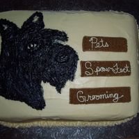 Schnauzer Cake made to raffle off to help draw attention to my sisters grooming business during a street festival she was in