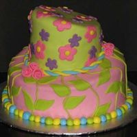 Topsy Turvy Cake Covered in fondant, my first topsy turvy cake!