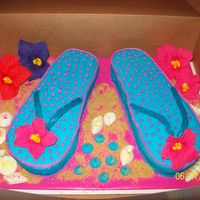 Flip Flop Flip Flop cake for my daughters birthday. Little blue "dots' were to hold the 8 candles.