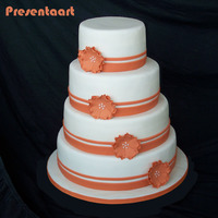 Wedding Cake With Orange Flowers The bride wanted the orange color from their wedding invite, and a simple & stylish wedding cake