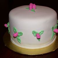 Practice Cake With Ribbon Roses & Ri Extra WASC from bridal shower cake with strawberry filling. Fondant ribbon roses with RIleaves. First time using RI (gotta start somewhere...