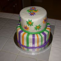 Mardi Gras 2008 I was experimenting with various cake/icing flavors, so I did this cake for my DH to take tohis office. The top tier was WASC with amaretto...