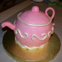 Pink Teapot This was my first attempt at a teapot. I did it for my MIL's birthday. Cake is French VanillaWASC, with strawberry BC. Strawberry MMF...