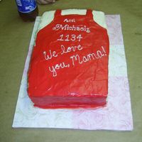 Michael's Apron For an Assistant Manager's last day at the store - a very last minute cake! Strawberry cake with cream cheese icing. In case you'...