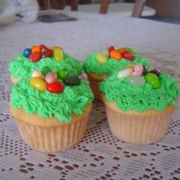 Easter Cupcakes Green "grass" and jelly beans