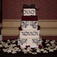Black And White Black and white stencil wedding cake,