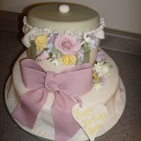 Hat Box , Gumpast Flowers this was my mom's valentine's birthday cake. My first time doing a hat box lid and gumpaste flowers