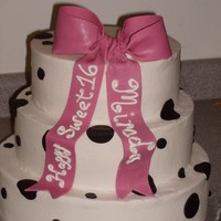 Sweet 16 16th b-day cake with a fondant bow