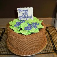 Basket Of Violets chocolate cake, chocolate buttercream, RI violets and leaves, gumpaste plaque. I had a lot of fun making this for my daughter's...