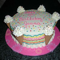 Ice Cream Cone Cake My take on the popular ice cream cone cake! The mom brought me the dress the girl was wearing for her birthday, and it had wavy bright...