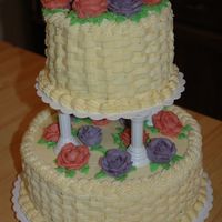 Beth's Bridal Shower Cake I made this cake for my friend's church bridal shower. The bottom (bigger!) layer is chocolate, top is yellow. Decorated with...