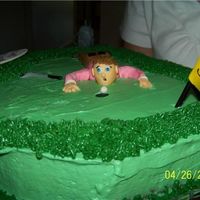 Fun Golfing It was a friends 52nd birthday. The cake was a sheet cake, golfer is gum paste. Thank you for looking.