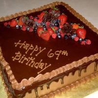 Chocolate Birthday I love chocolate and fresh fruit - sooo yummy!! I thought the chocolate glaze on the top of the cake had set, so I put the border on....LOL...