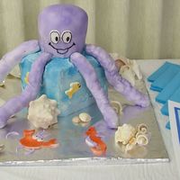 Under The Sea Baby Shower Cake This cake was decorated with fondant. The legs were made out of rice crispie treats.