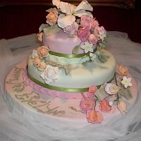 Birthday Cake fondant covered cake with gumpaste flowers