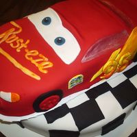 Side View Of Lightning Mcqueen This is the side view. I used food coloring, thinned out with a little vodka to do the painting on the car.