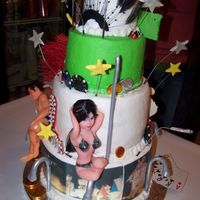 Viva Las Vegas This is the back side of the Vegas cake. It had a little stripper girl, with a gumpaste pole! haha.