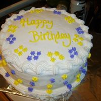 Star B-Day Cake This is a 9" 2 layer butter cream frosted chocolate cake with bavarian cream filling. I cut both cake layers & put bavarian cream...