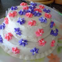 Spiral Flower This was a two tiered cake for my final cake in Wilton Course 1. BC frosting.