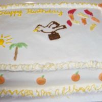 Flying South Happy Birthday Yellow cake, with my famous Apple Crisp filling. Buttercream icing.