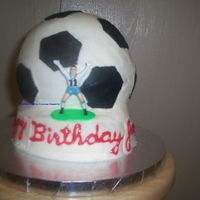 Soccer Cake For a Friend's son's birthday. This is the 'before' picture. It was not secured well enough, and it fell over while...