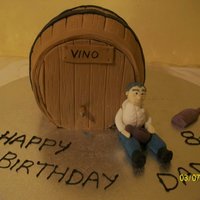 Wine Barrel Cake 3 cake flavours, stacked and covered in fondant....