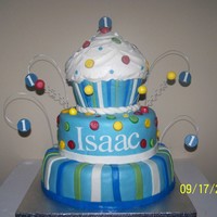 1St Birthday Cupcake Made to match invitation.Fondant with gumpaste accents