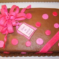 Birthday Present buttercream with fondant & gumpaste accents.Wafer paper tag.Thanks for looking.