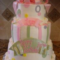 First Birthday Cake This was done for a baby girl's first birthday. All b/c, fondant accents.