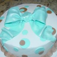 Brown/turquoise Polka Dot Cake Small birthday cake, bc/fondant accents.
